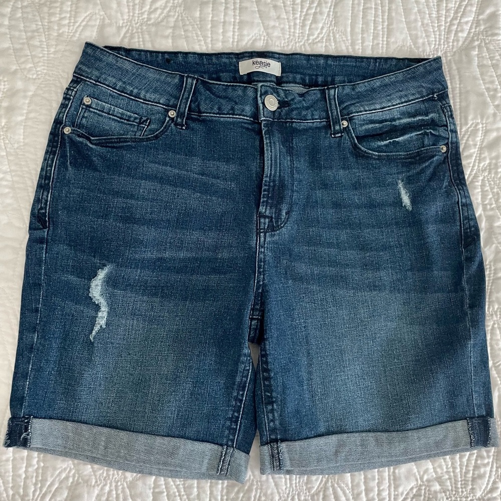 Kensie Distressed Denim Shorts